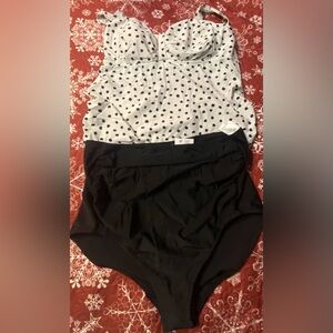 Motherhood Maternity Beach Bump Black and White Tankini